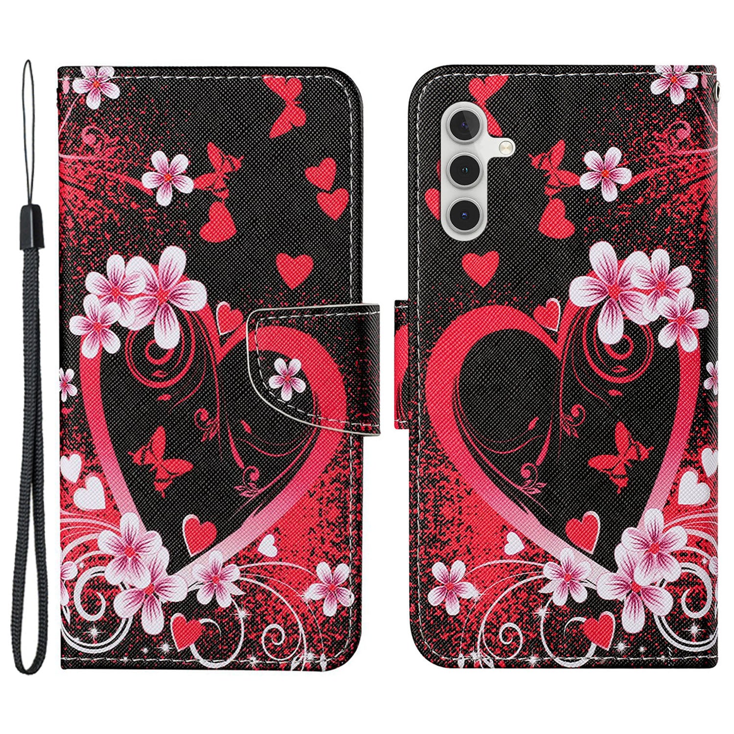 Leather Case for Samsung Galaxy A55 5G Shell Pattern Print Design Wallet Phone Cover - Leopard