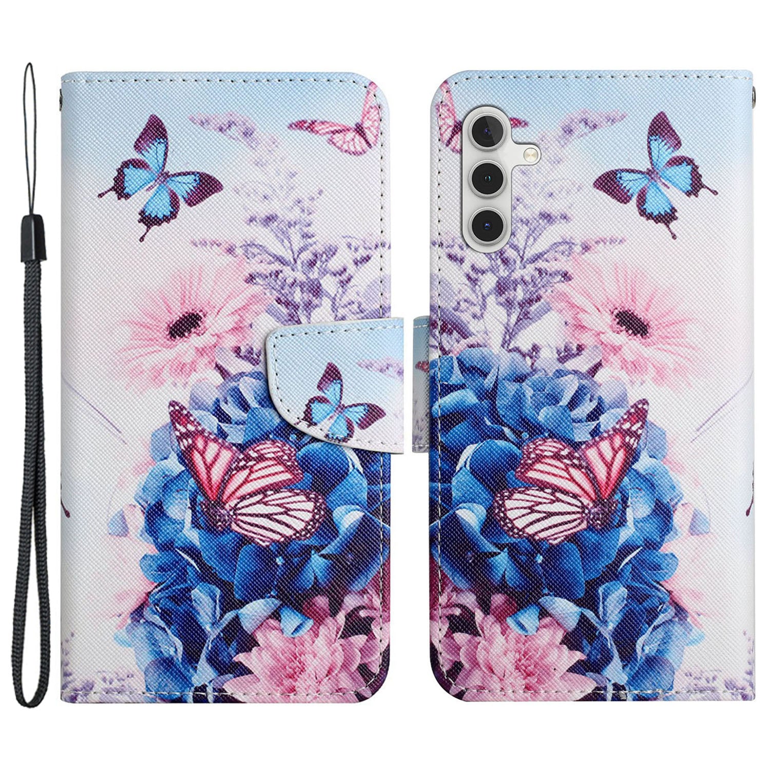 Leather Case for Samsung Galaxy A55 5G Shell Pattern Print Design Wallet Phone Cover - Leopard