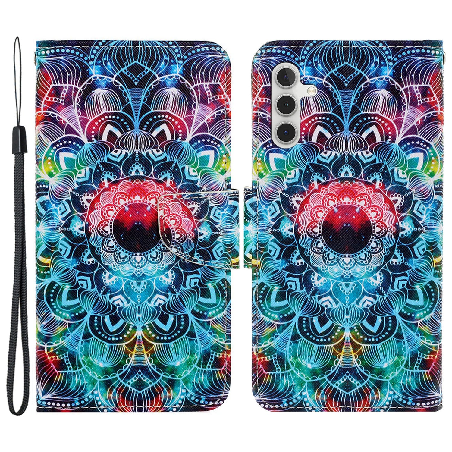 Leather Case for Samsung Galaxy A55 5G Shell Pattern Print Design Wallet Phone Cover - Leopard