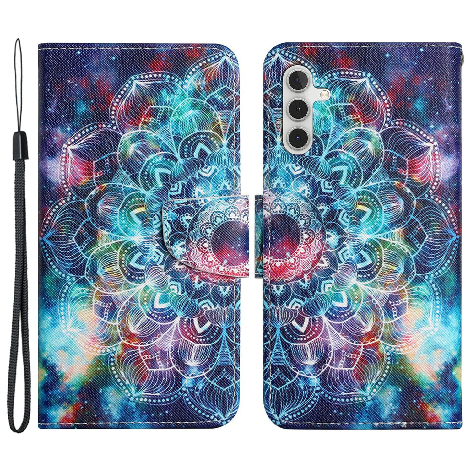 Leather Case for Samsung Galaxy A55 5G Shell Pattern Print Design Wallet Phone Cover - Leopard