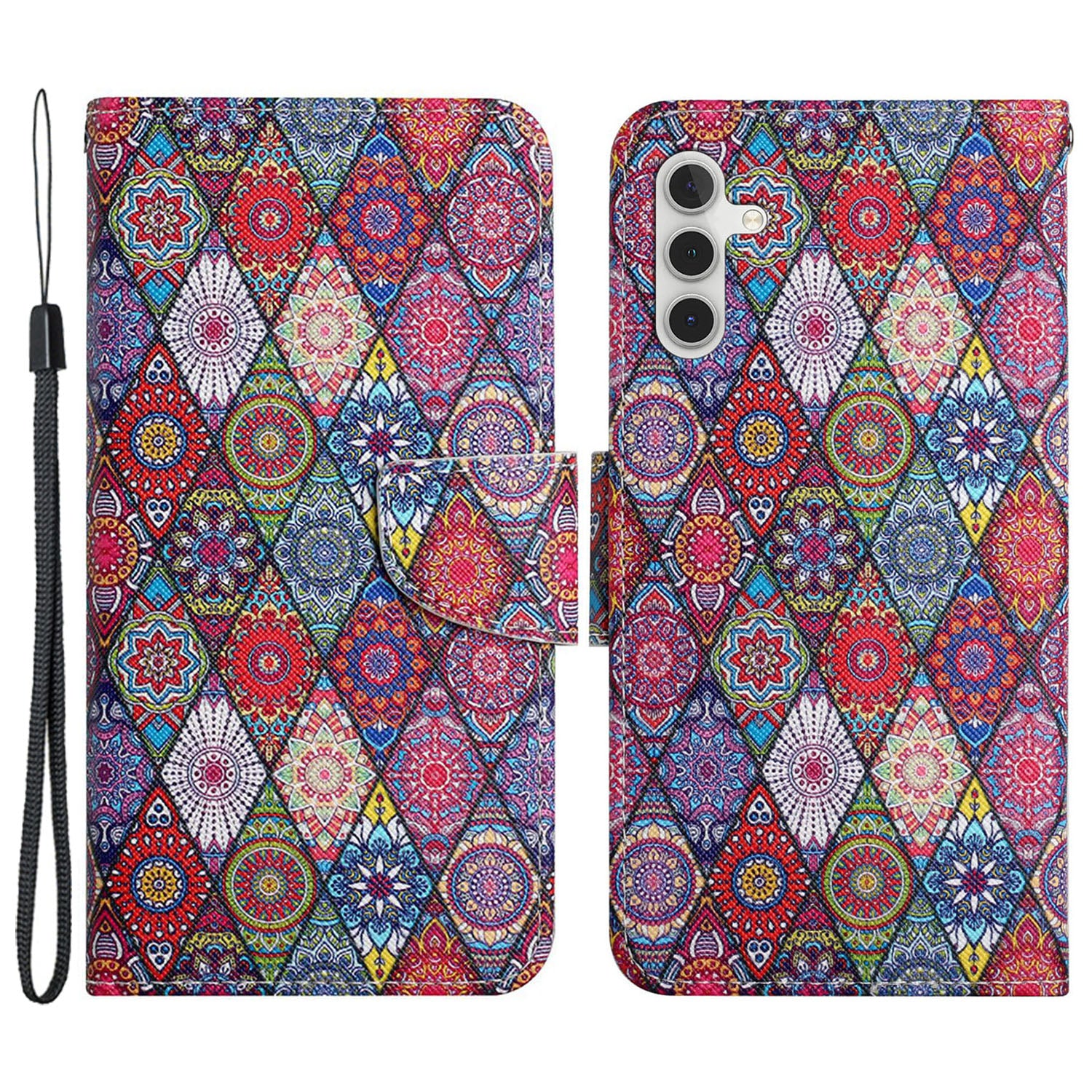 Leather Case for Samsung Galaxy A55 5G Shell Pattern Print Design Wallet Phone Cover - Leopard