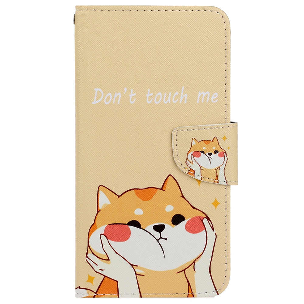 For Samsung Galaxy A35 5G Case Cross Texture PU Leather Cover with Wrist Strap - Akita Dog