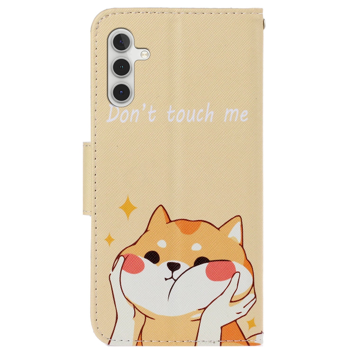 For Samsung Galaxy A35 5G Case Cross Texture PU Leather Cover with Wrist Strap - Akita Dog