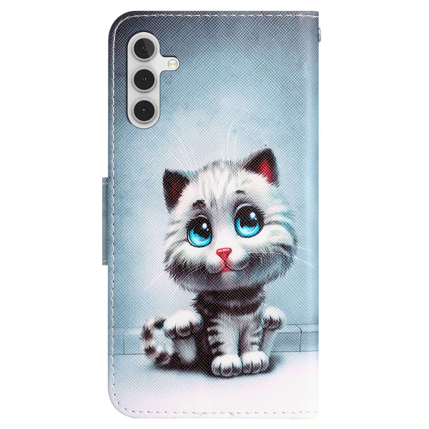 For Samsung Galaxy A55 5G Magnetic Phone Case Pattern Printing Stand Leather Cover - Blue Eyes Cat