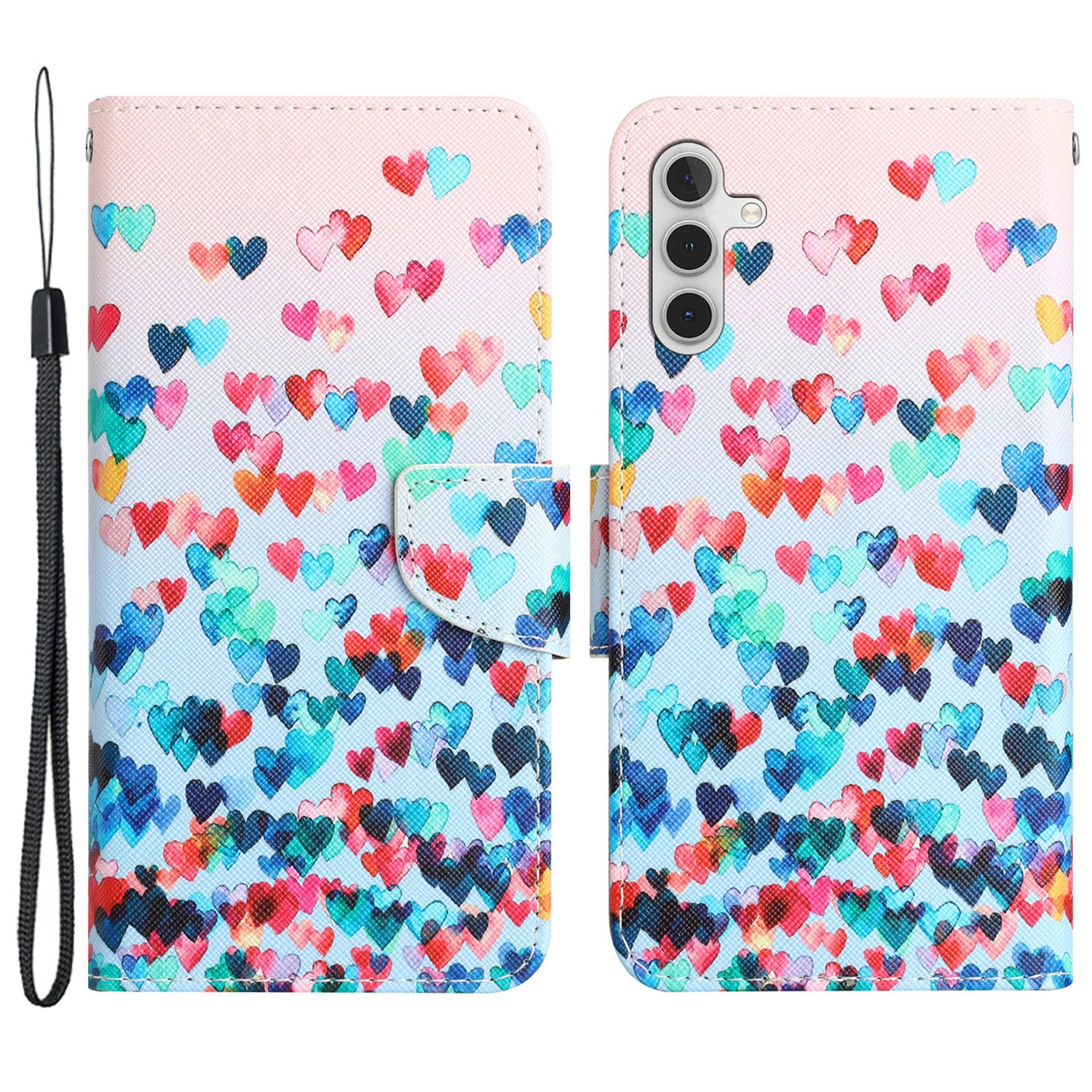 For Samsung Galaxy A35 5G Case Pattern Printing PU Leather Phone Stand Cover - Love Heart