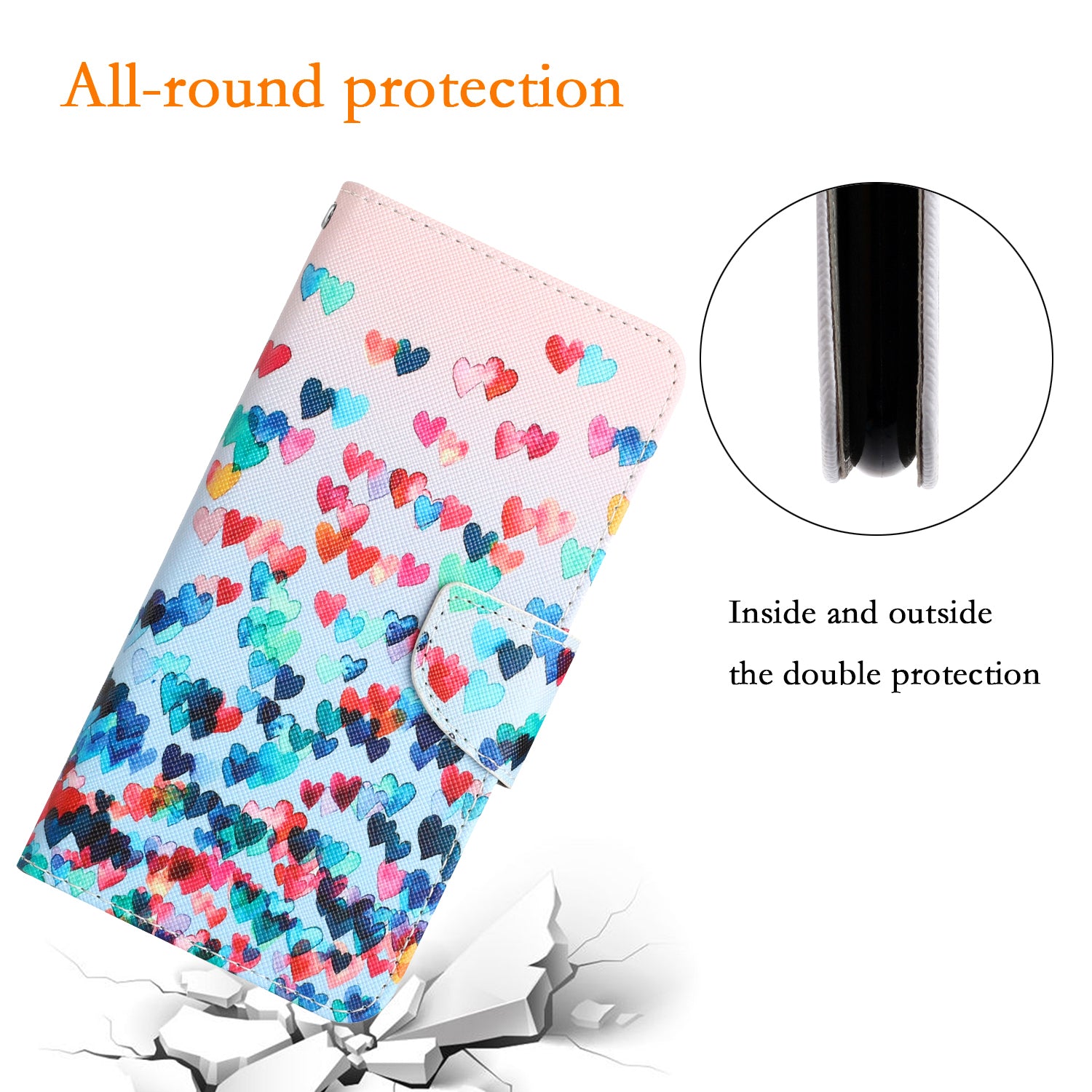 For Samsung Galaxy A35 5G Case Pattern Printing PU Leather Phone Stand Cover - Love Heart