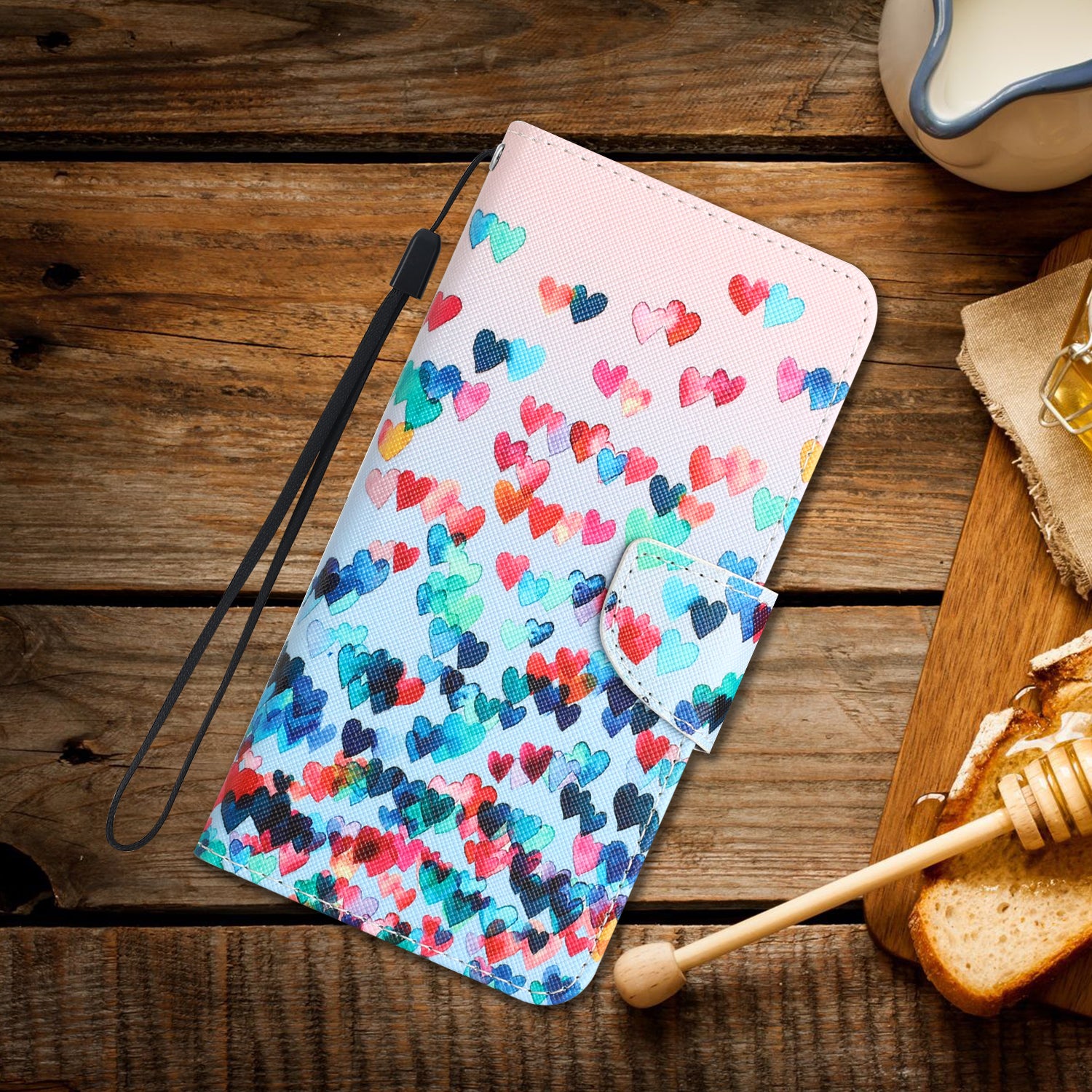 For Samsung Galaxy A35 5G Case Pattern Printing PU Leather Phone Stand Cover - Love Heart