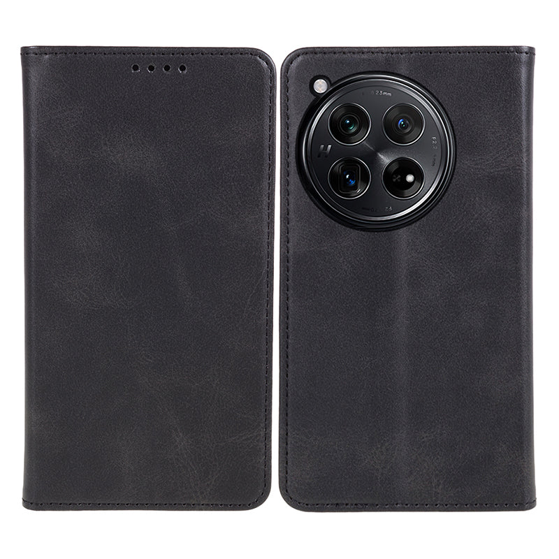 For OnePlus 12R 5G / Ace 3 5G Case PU Leather Calf Texture Business Style Magnetic Card Slot Phone Cover - Khaki