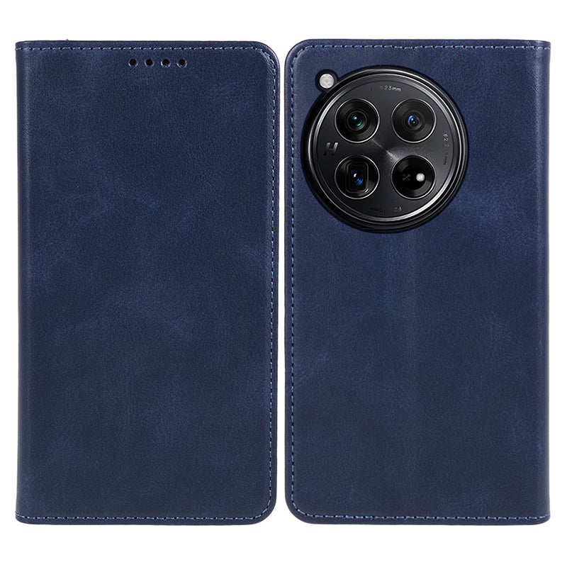 For OnePlus 12R 5G / Ace 3 5G Case PU Leather Calf Texture Business Style Magnetic Card Slot Phone Cover - Khaki