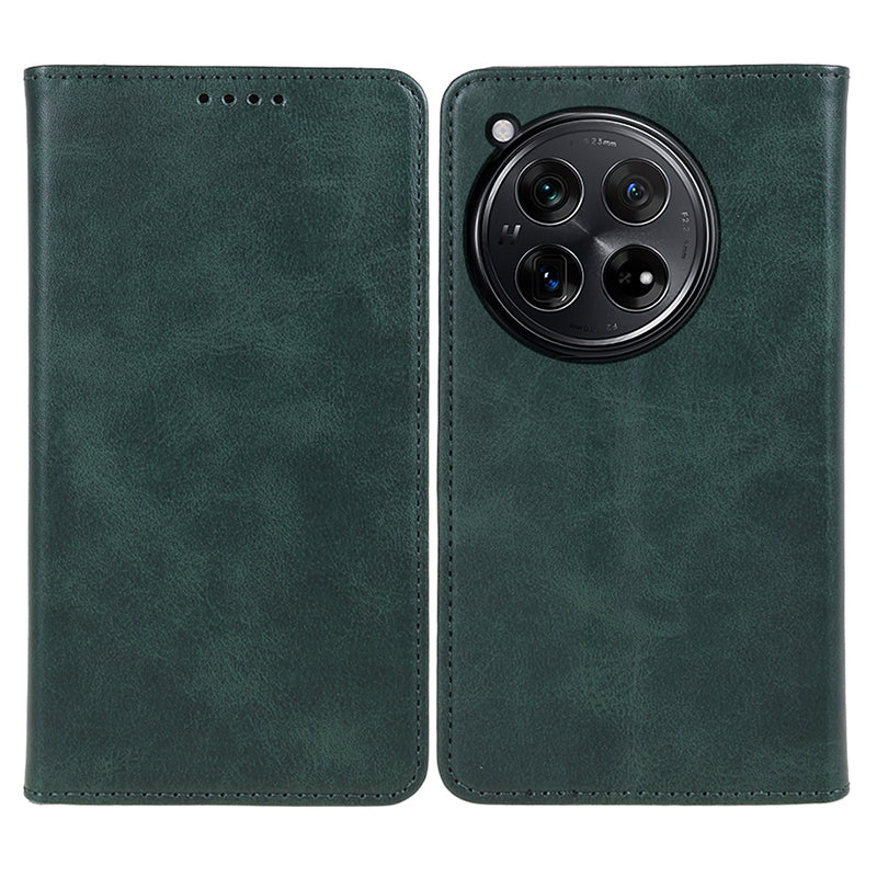 For OnePlus 12R 5G / Ace 3 5G Case PU Leather Calf Texture Business Style Magnetic Card Slot Phone Cover - Khaki