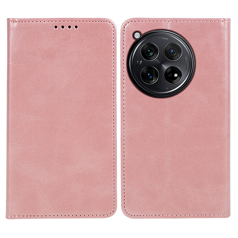 For OnePlus 12R 5G / Ace 3 5G Case PU Leather Calf Texture Business Style Magnetic Card Slot Phone Cover - Khaki