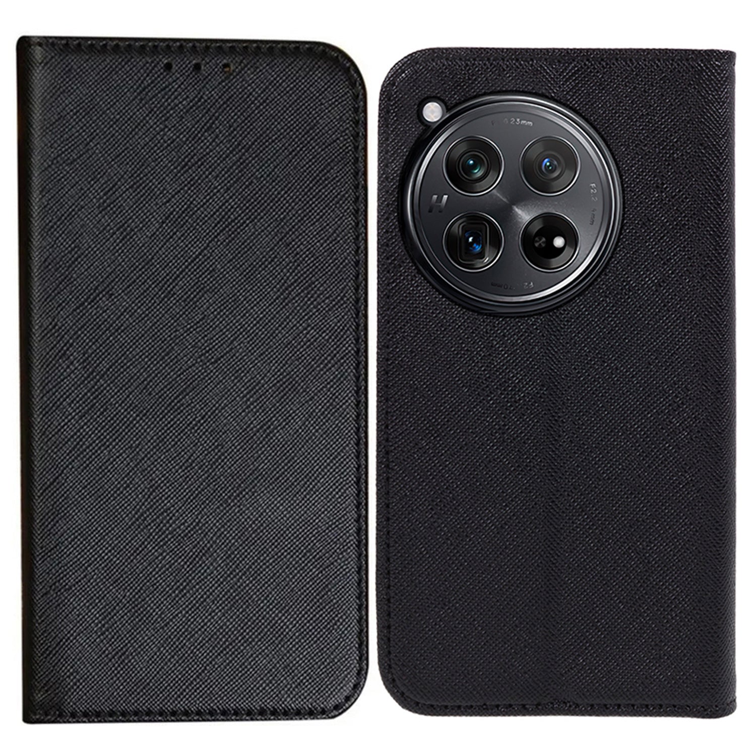 For OnePlus 12R 5G / Ace 3 5G Phone Case Cross Texture Anti-Scratch Wallet Stand Cover PU Leather Shell - Black