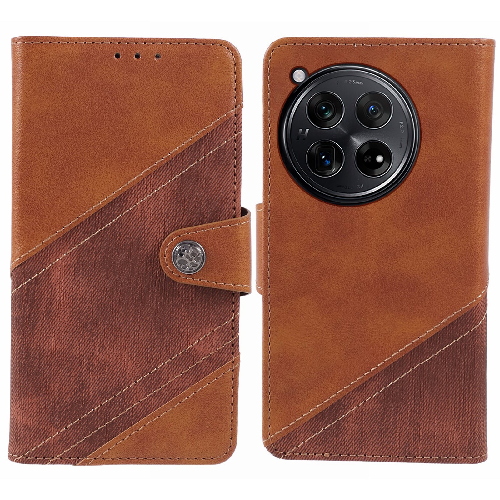 Cell Phone Cover for OnePlus 12R 5G / Ace 3 5G PU Leather Magnetic Wallet Stand Case - Brown