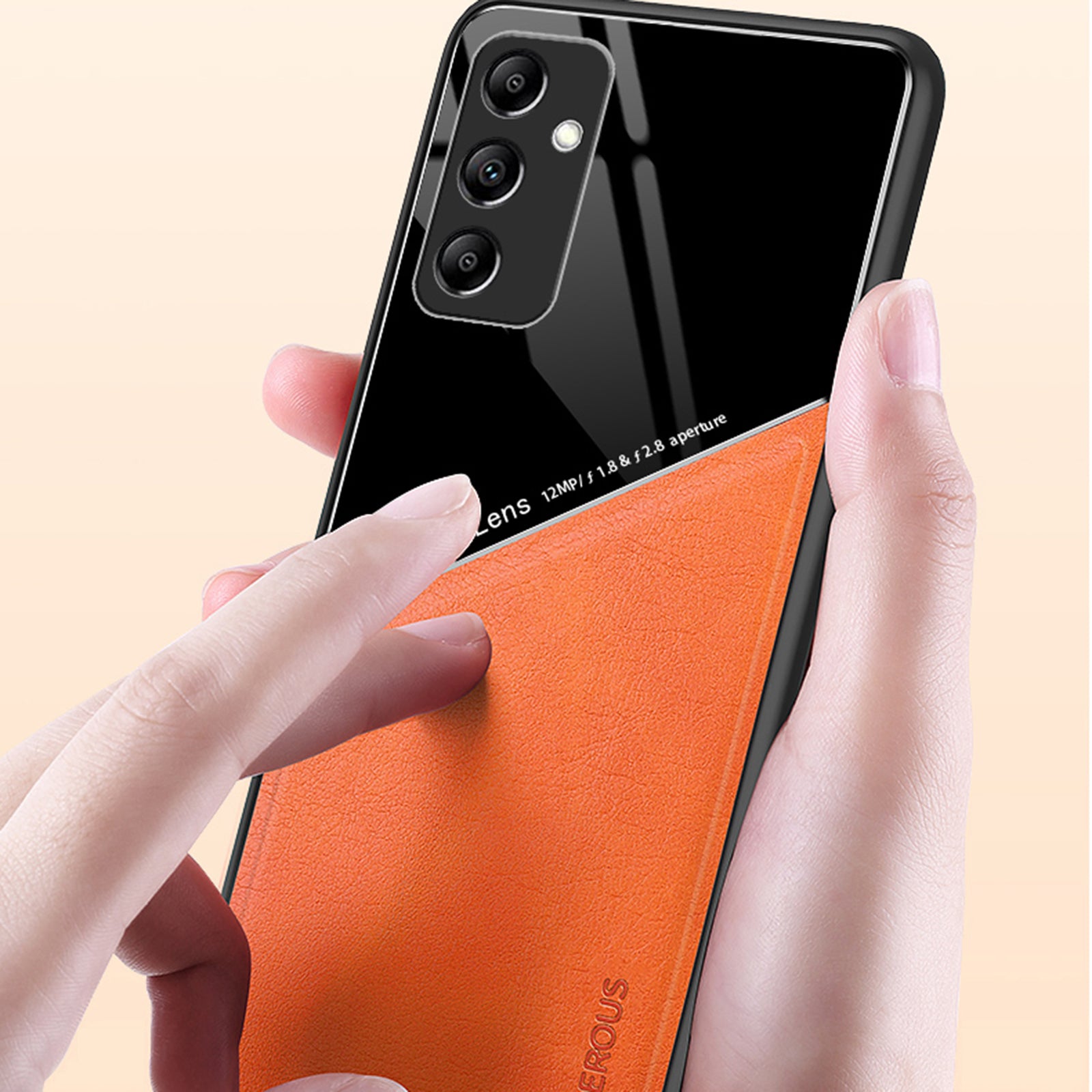 For Samsung Galaxy S24+ Case Magnetic Car Mount Bump Proof PU+TPU+PC Cover - Orange