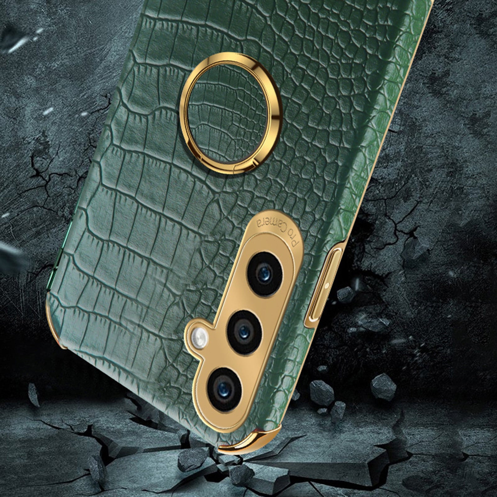 For Samsung Galaxy A05s 4G Cell Phone Case 6D Electroplating Ring Kickstand Leather+TPU Cover - Black