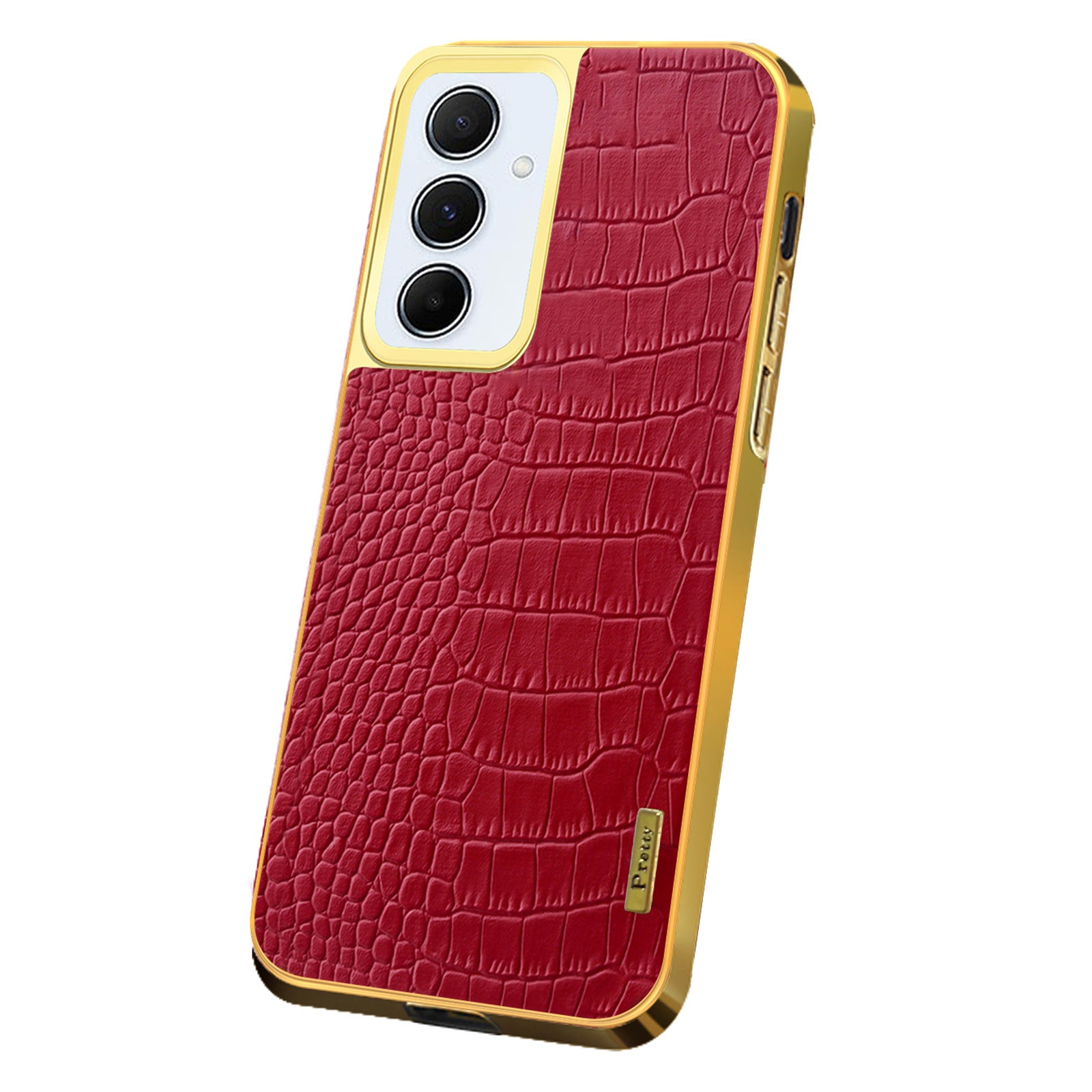 For Samsung Galaxy A55 5G Cell Phone Case Crocodile Texture Electroplated TPU+PU Anti-scratch Cover - Yellow