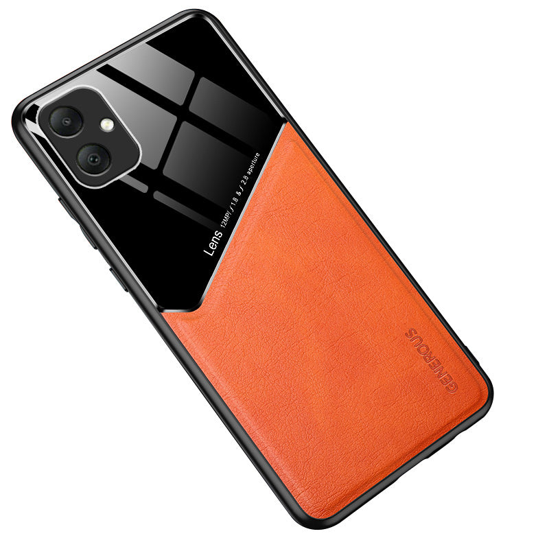 For Samsung Galaxy A05 4G Case PU+TPU+PC Magnetic Car Mount Phone Cover - Orange