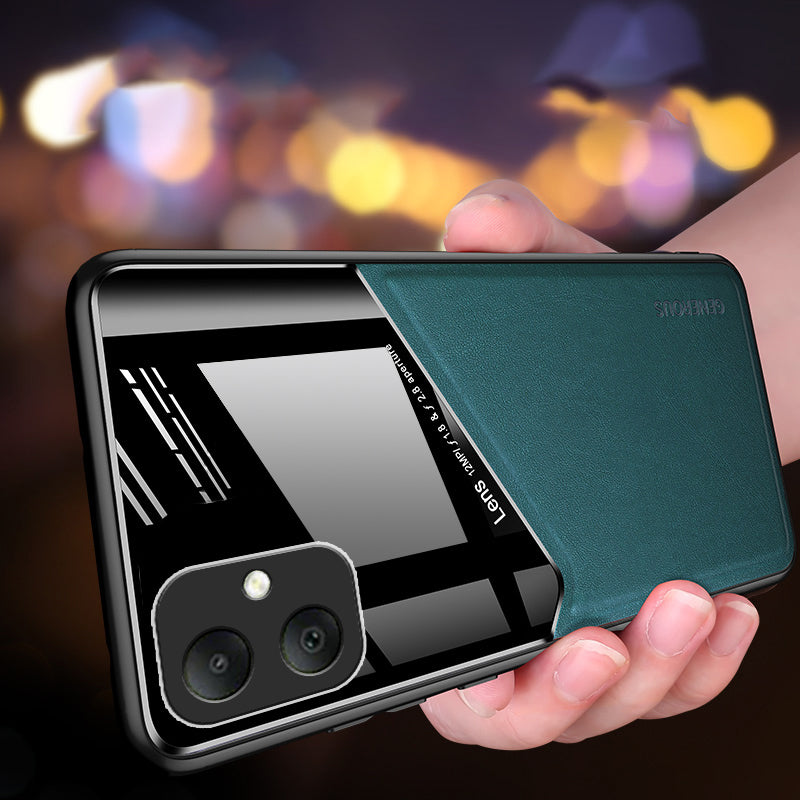 For Samsung Galaxy A05 4G Case PU+TPU+PC Magnetic Car Mount Phone Cover - Orange