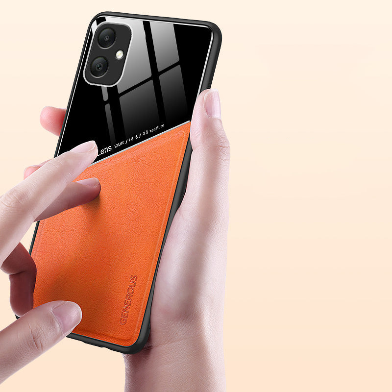 For Samsung Galaxy A05 4G Case PU+TPU+PC Magnetic Car Mount Phone Cover - Orange