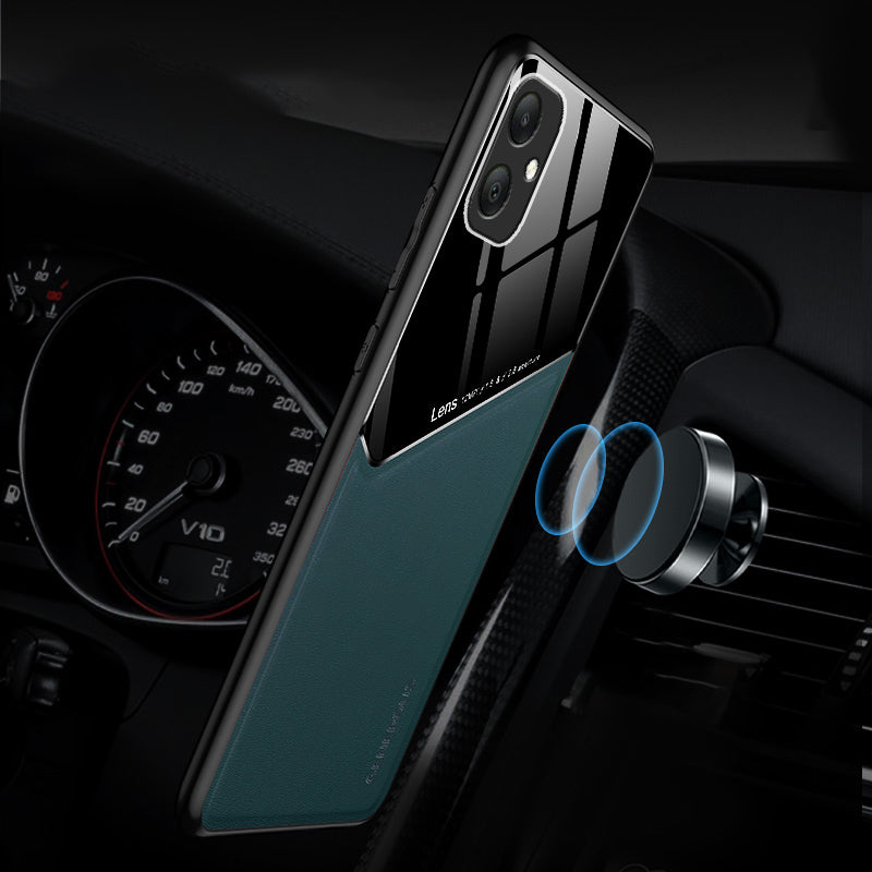 For Samsung Galaxy A05 4G Case PU+TPU+PC Magnetic Car Mount Phone Cover - Orange