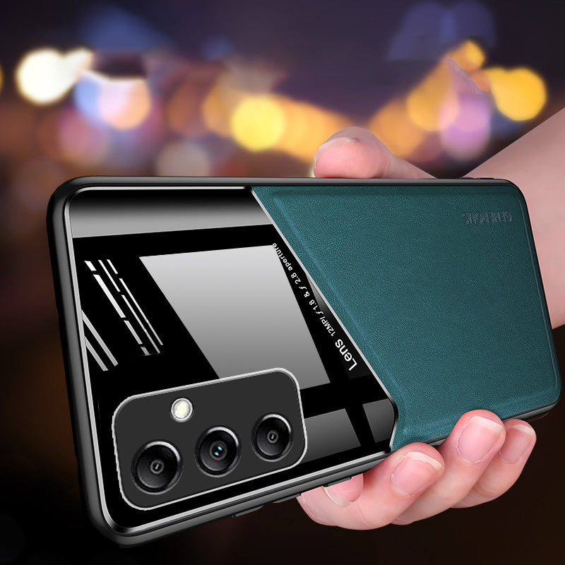 For Samsung Galaxy A25 5G (Global) (161.0 x 76.5 x 8.3mm) Cell Phone Case PU+TPU+PC Magnetic Car Mount Back Cover - Orange