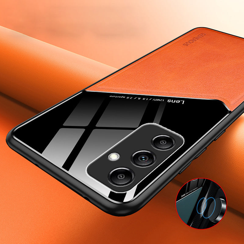 For Samsung Galaxy A15 4G / 5G Case Magnetic Car Mount PU+TPU+PC Mobile Phone Cover - Orange