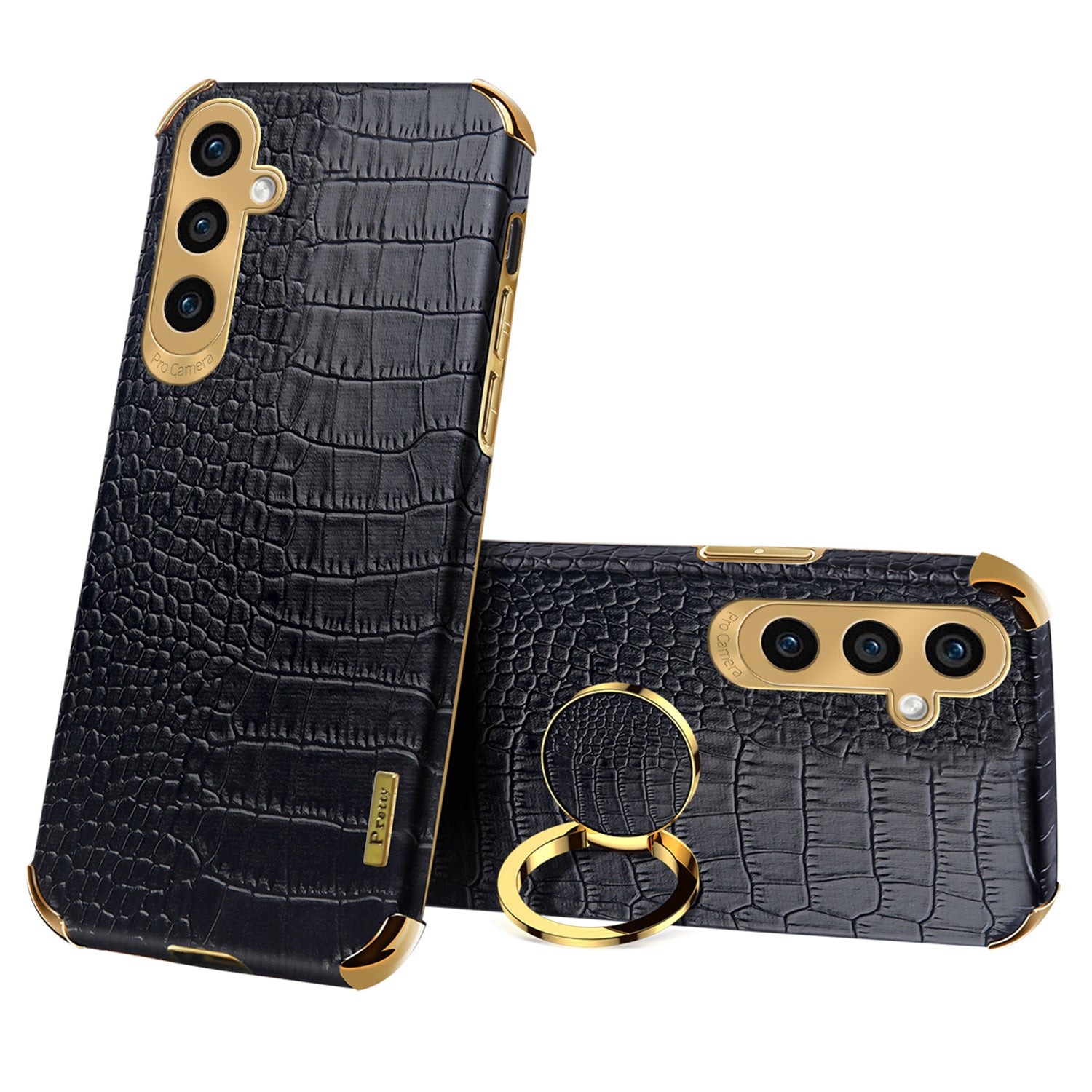 For Samsung Galaxy A35 5G Kickstand Case Electroplated Crocodile Texture Phone Cover - Green