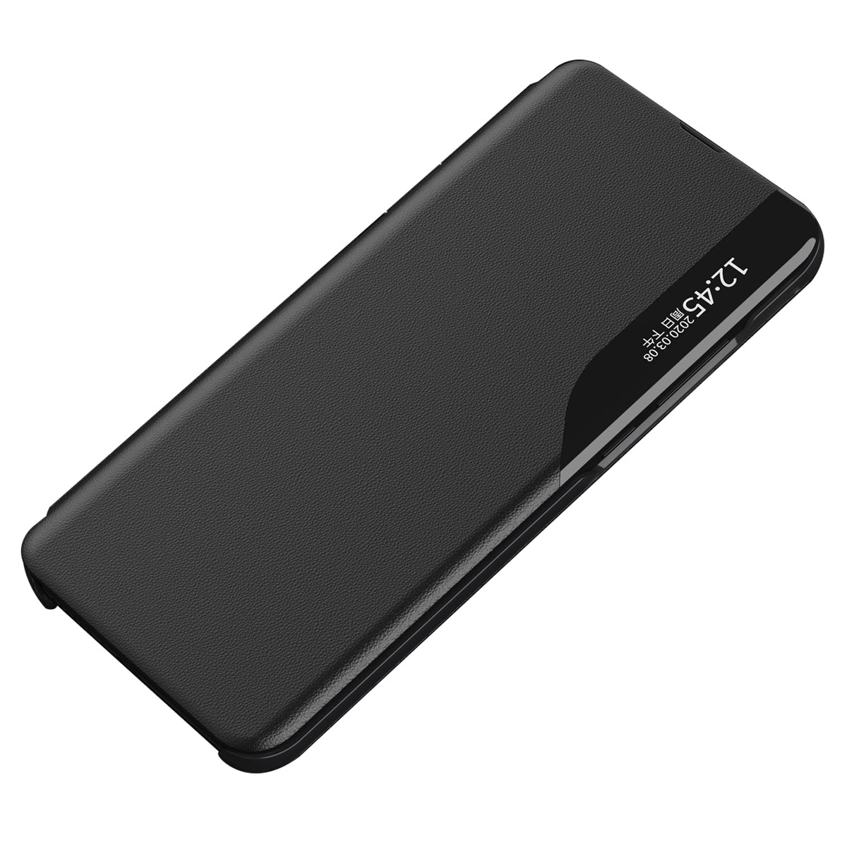 For Samsung Galaxy A13 4G Leather Case View Window Foldable Stand Phone Cover - Black