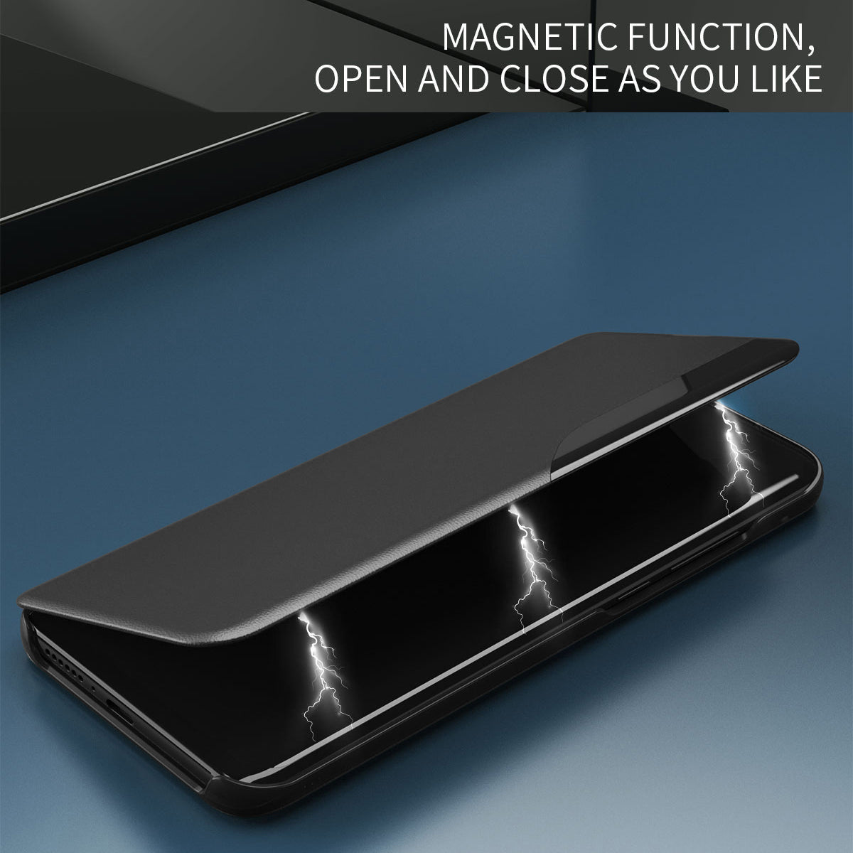 For Samsung Galaxy A13 4G Leather Case View Window Foldable Stand Phone Cover - Black