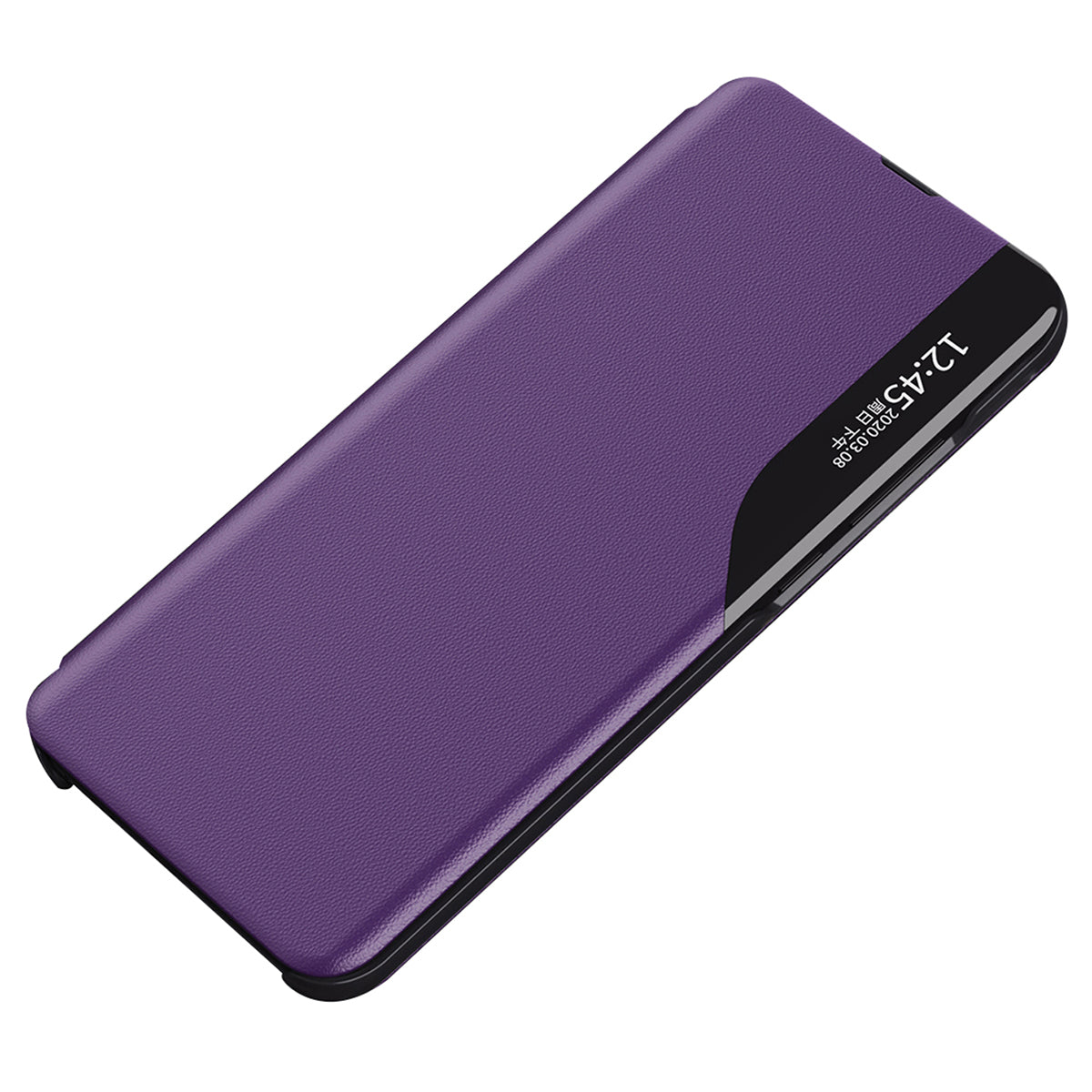 For Samsung Galaxy A13 4G Leather Case View Window Foldable Stand Phone Cover - Black