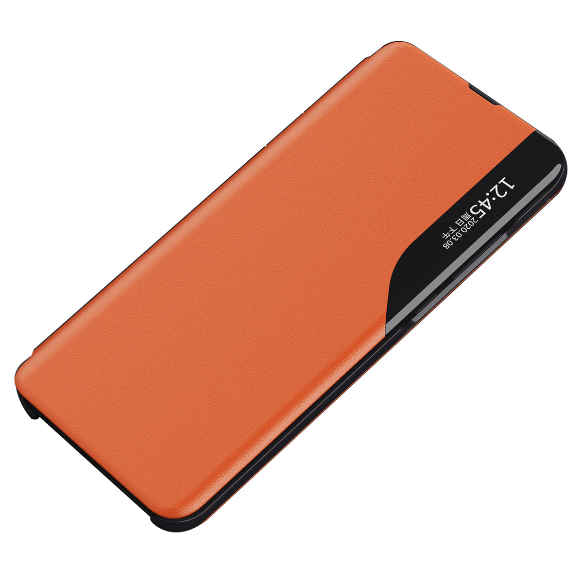 For Samsung Galaxy A13 4G Leather Case View Window Foldable Stand Phone Cover - Black