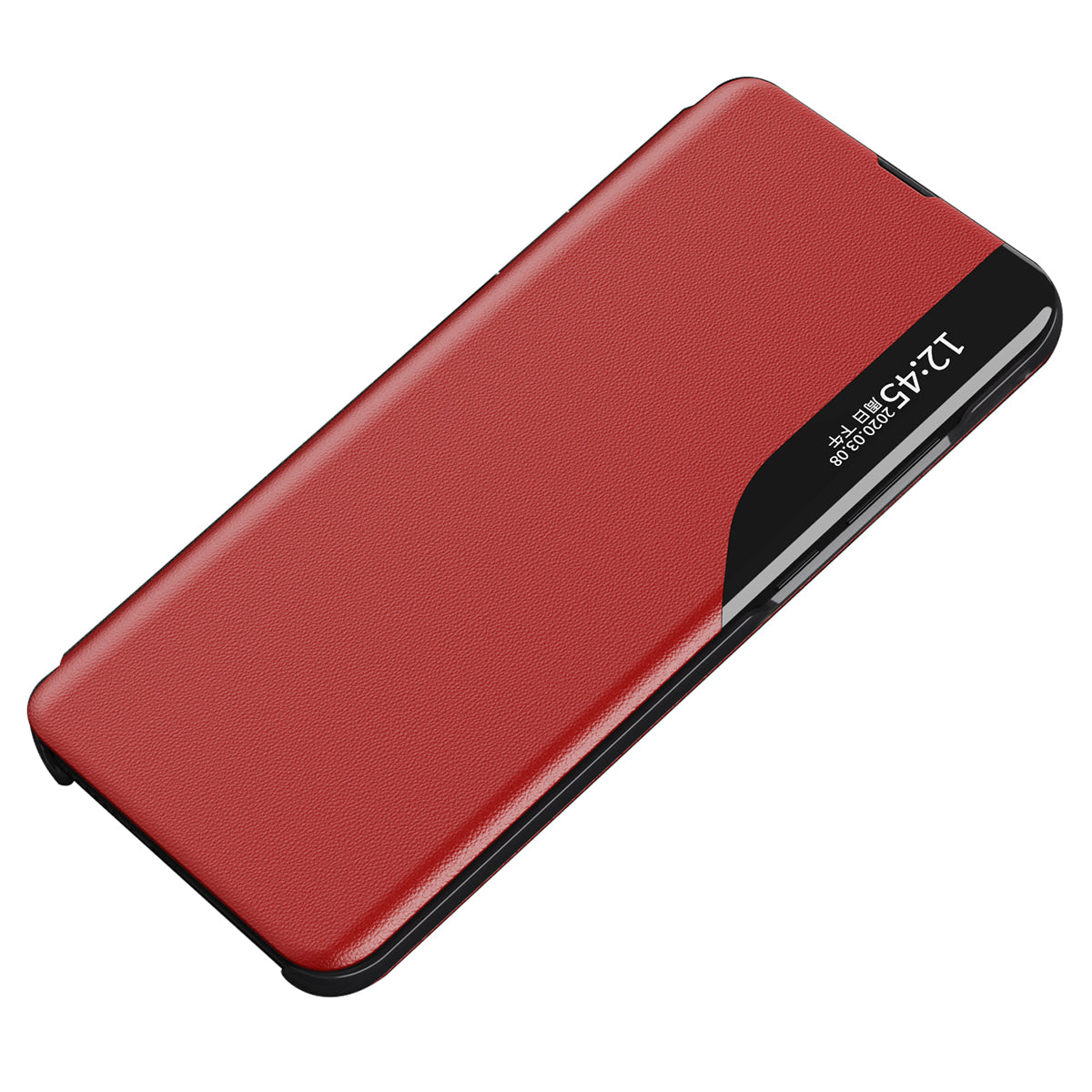 For Samsung Galaxy A13 4G Leather Case View Window Foldable Stand Phone Cover - Black