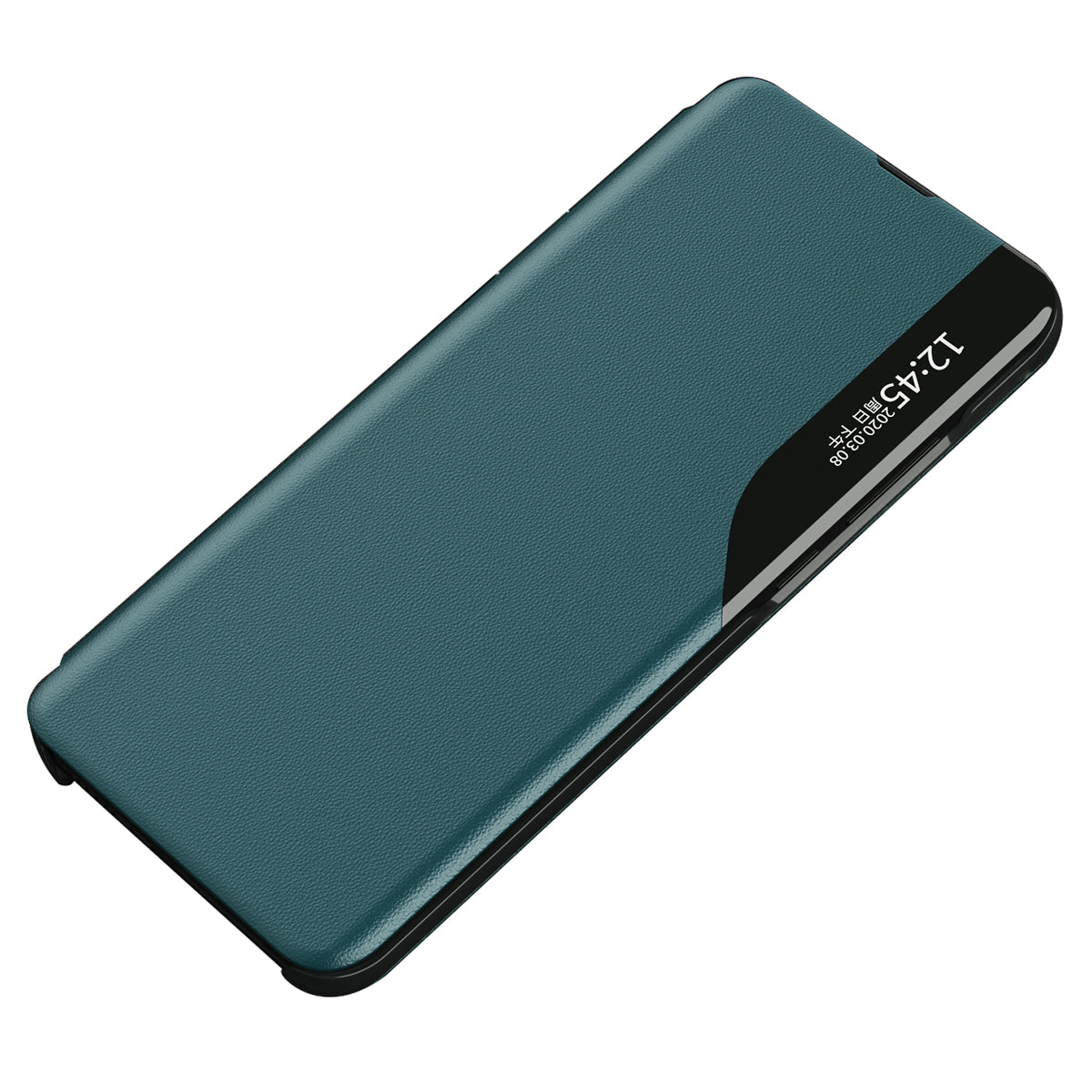 For Samsung Galaxy A13 4G Leather Case View Window Foldable Stand Phone Cover - Black