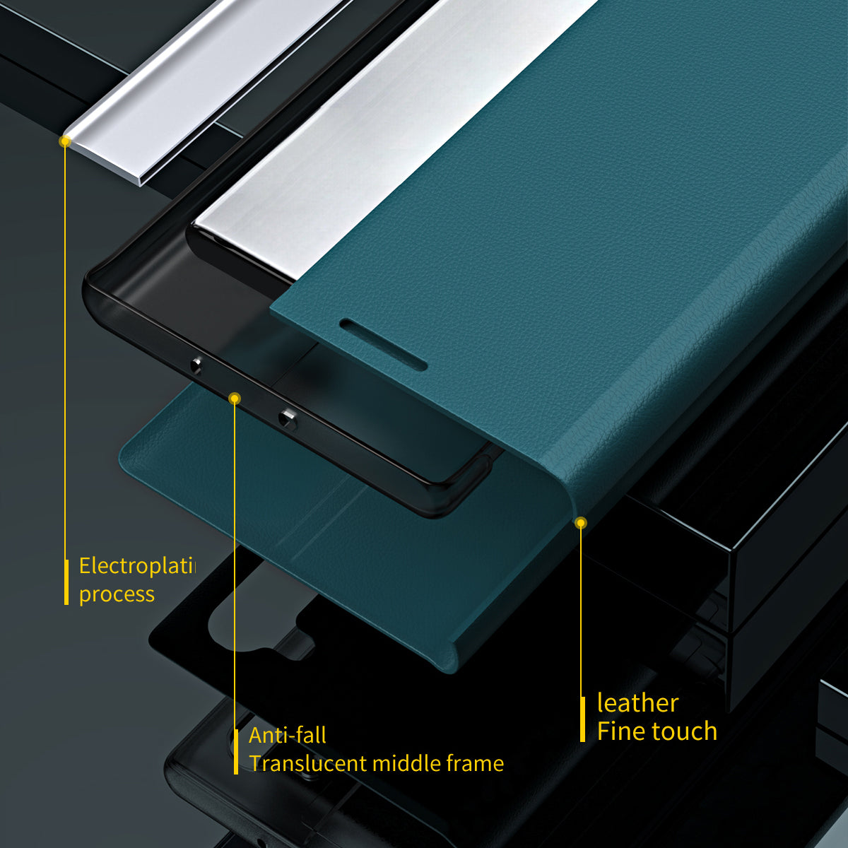 For Samsung Galaxy A13 4G Case Stand PC Shell PU Leather Shockproof Phone Cover - Green