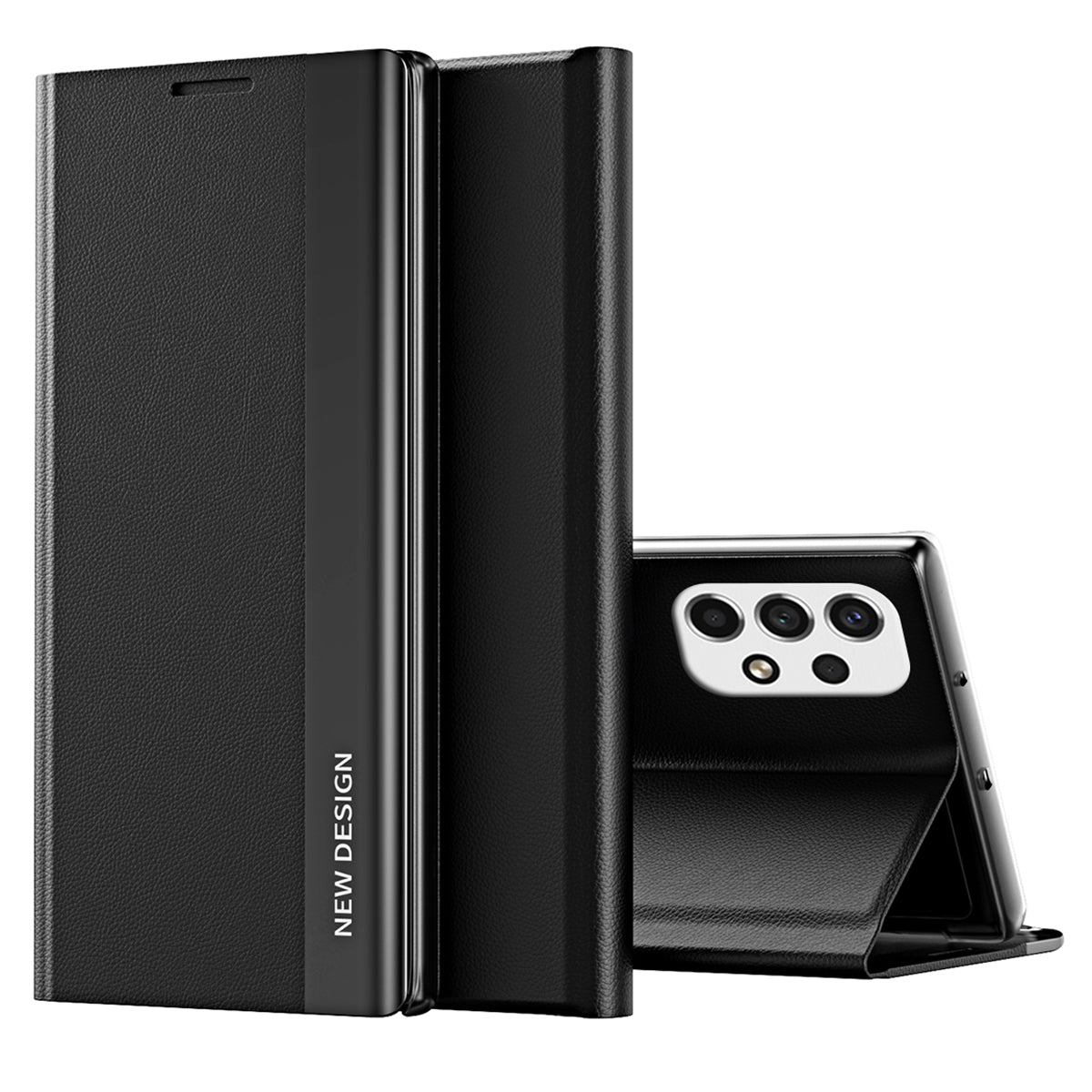 For Samsung Galaxy A13 4G Case Stand PC Shell PU Leather Shockproof Phone Cover - Green