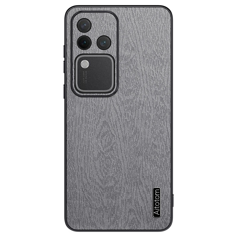 For vivo S18 Pro 5G Case Wood Grain Anti-scratch PU+PC+TPU Protective Shell - Black