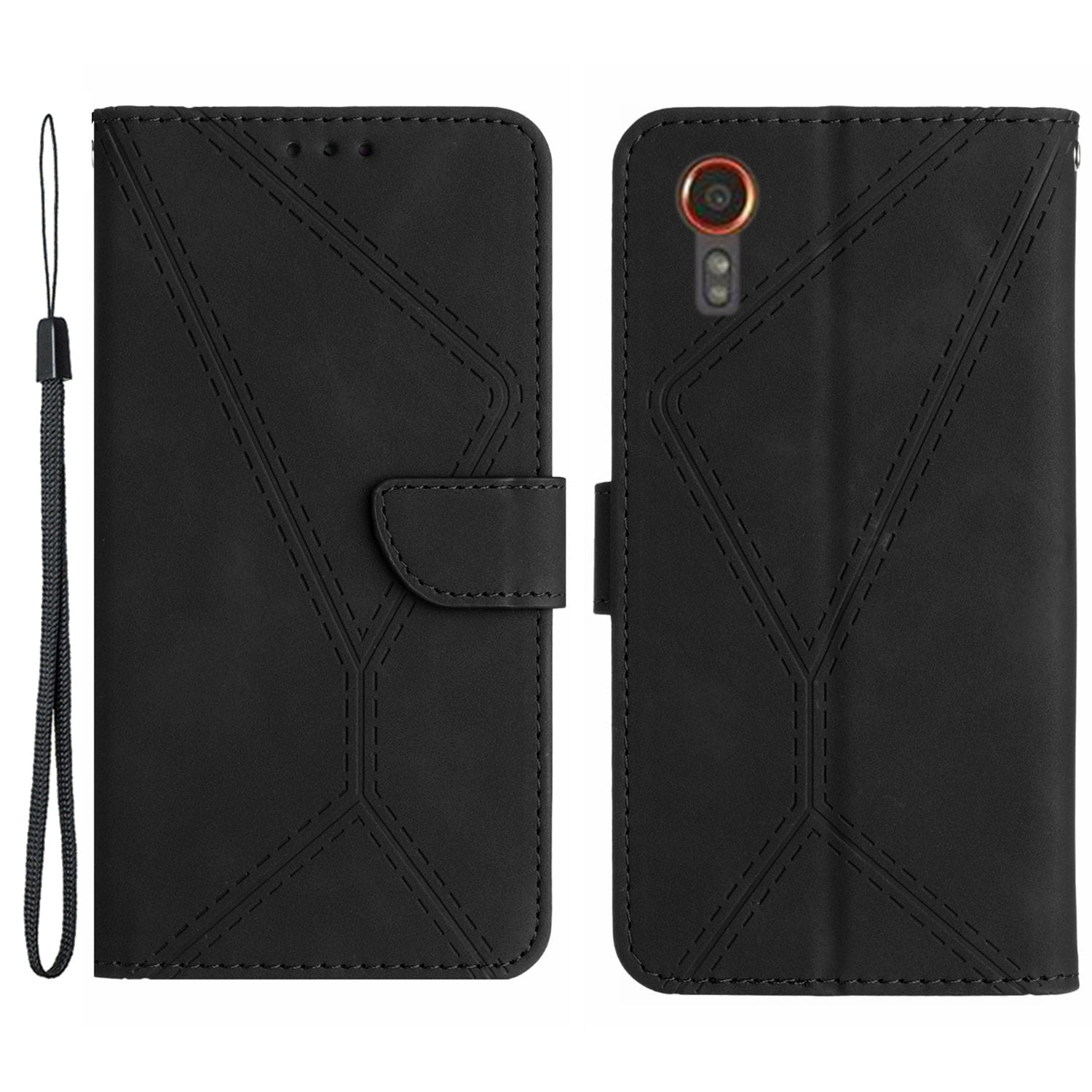 HT05 For Samsung Galaxy Xcover7 Flip Leather Case Phone Cover with Wallet - Black