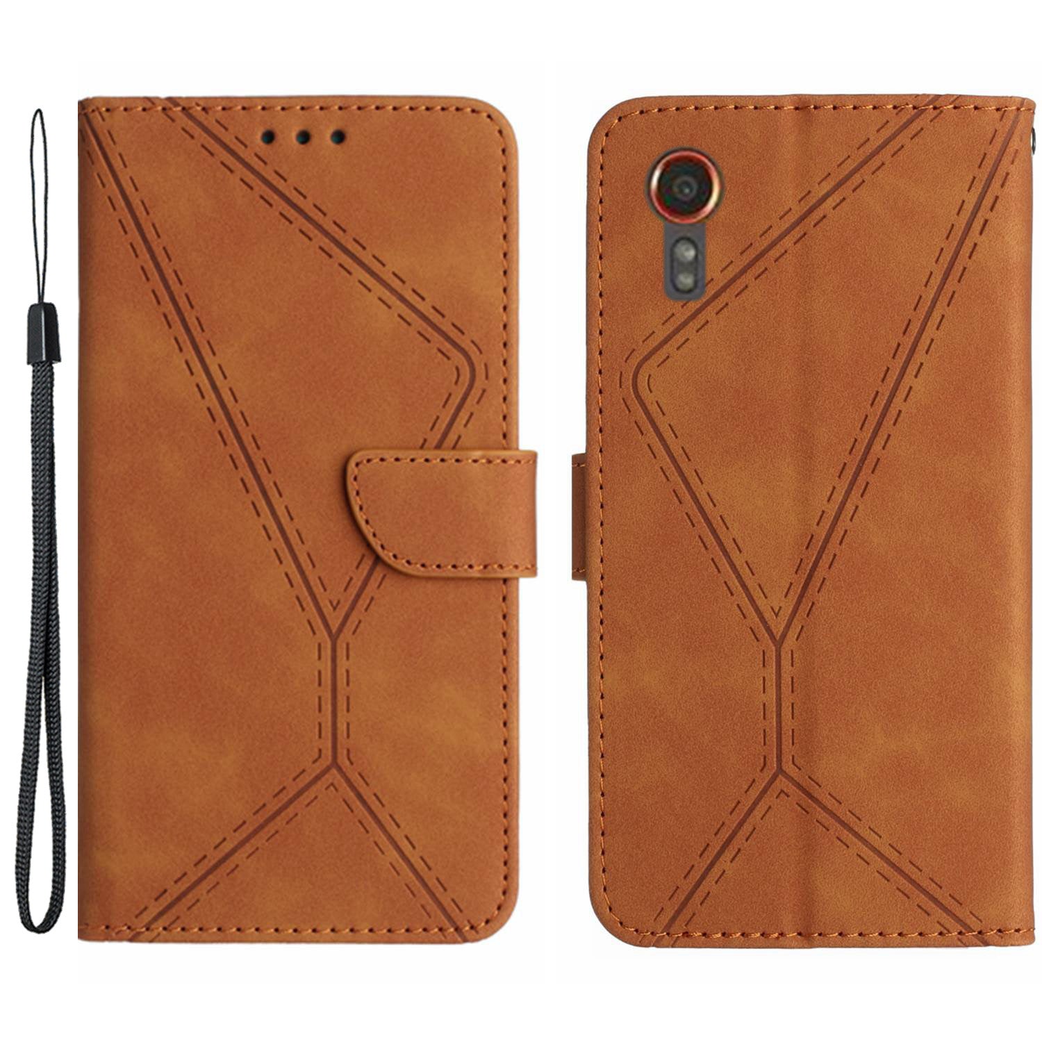 HT05 For Samsung Galaxy Xcover7 Flip Leather Case Phone Cover with Wallet - Black
