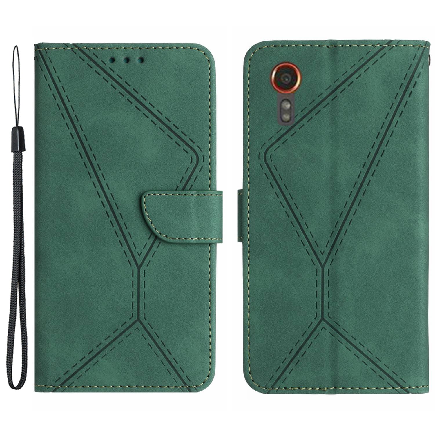 HT05 For Samsung Galaxy Xcover7 Flip Leather Case Phone Cover with Wallet - Black