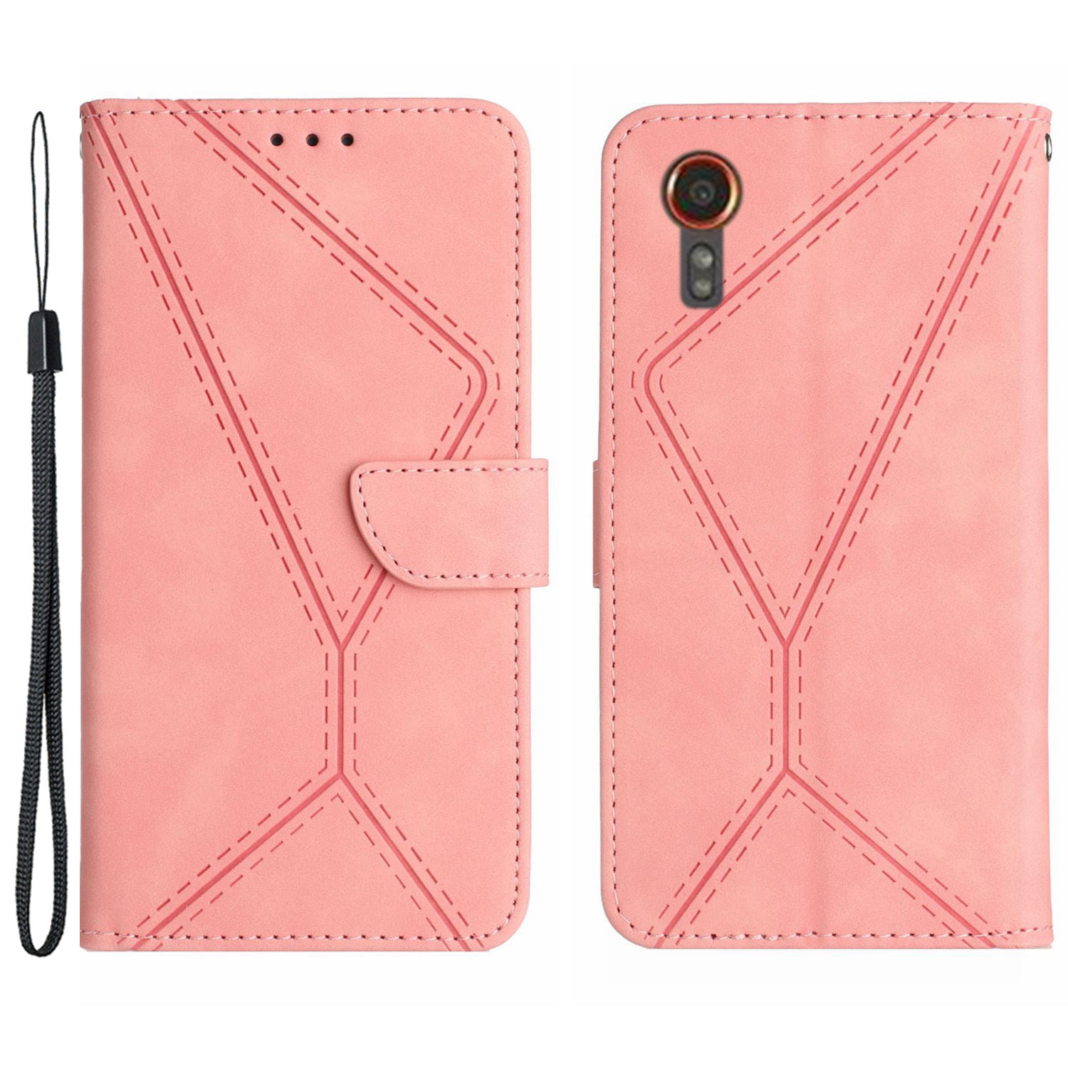 HT05 For Samsung Galaxy Xcover7 Flip Leather Case Phone Cover with Wallet - Black