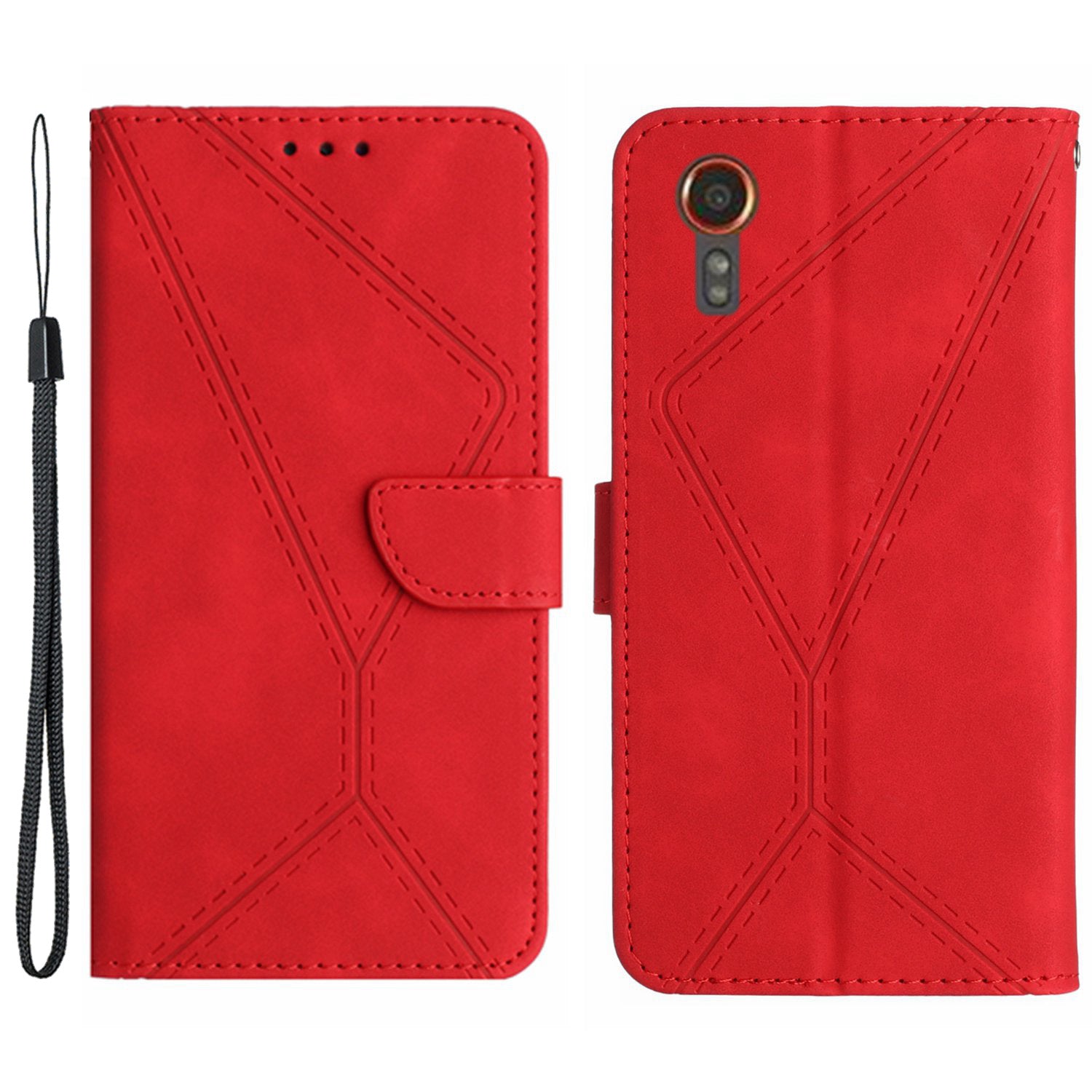 HT05 For Samsung Galaxy Xcover7 Flip Leather Case Phone Cover with Wallet - Black