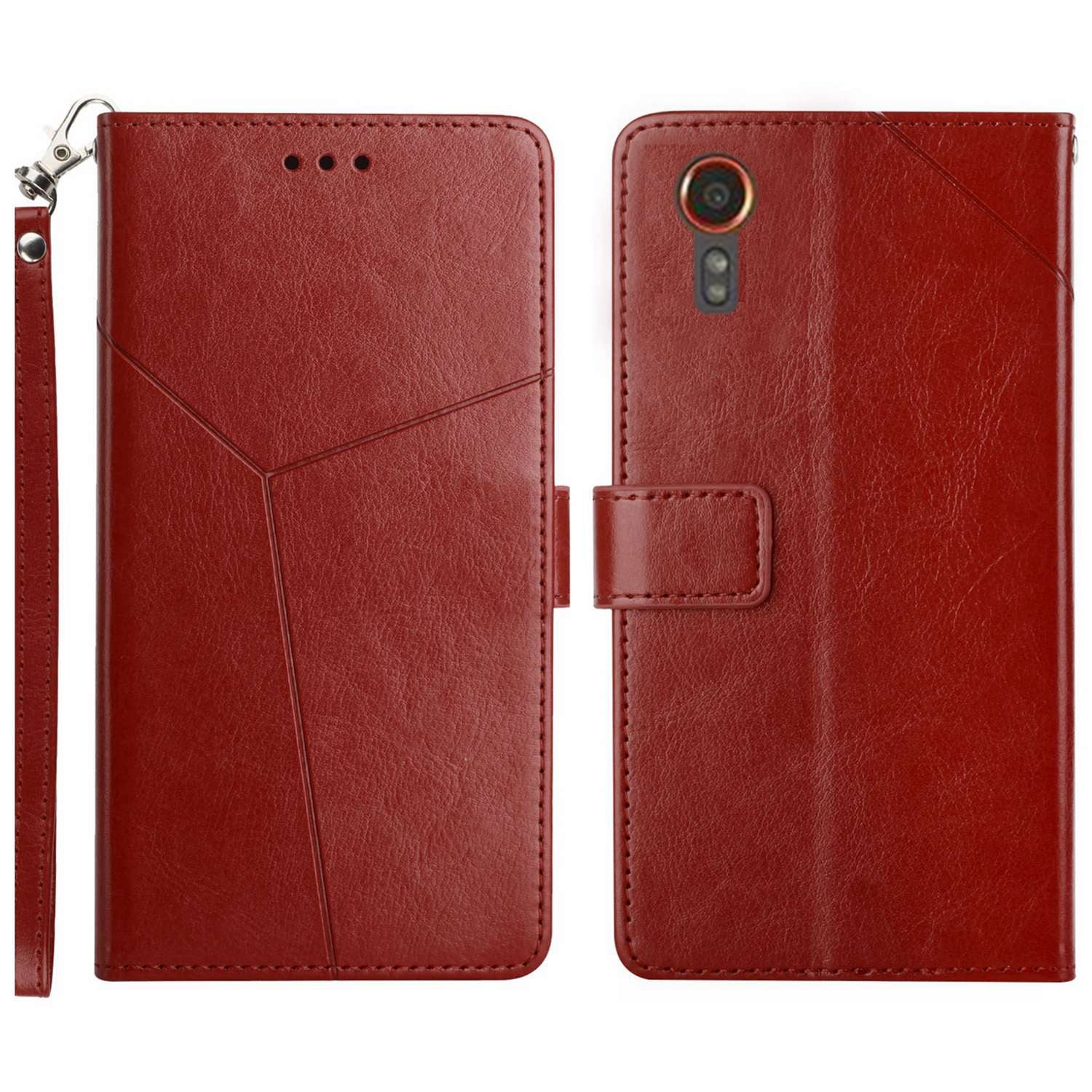 HT01 For Samsung Galaxy Xcover7 Wallet Leather Case Protective Phone Cover - Black