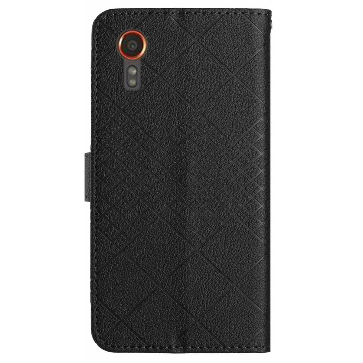 HT06 For Samsung Galaxy Xcover7 Litchi Texture Leather Case Wallet Card Slots Cover - Black