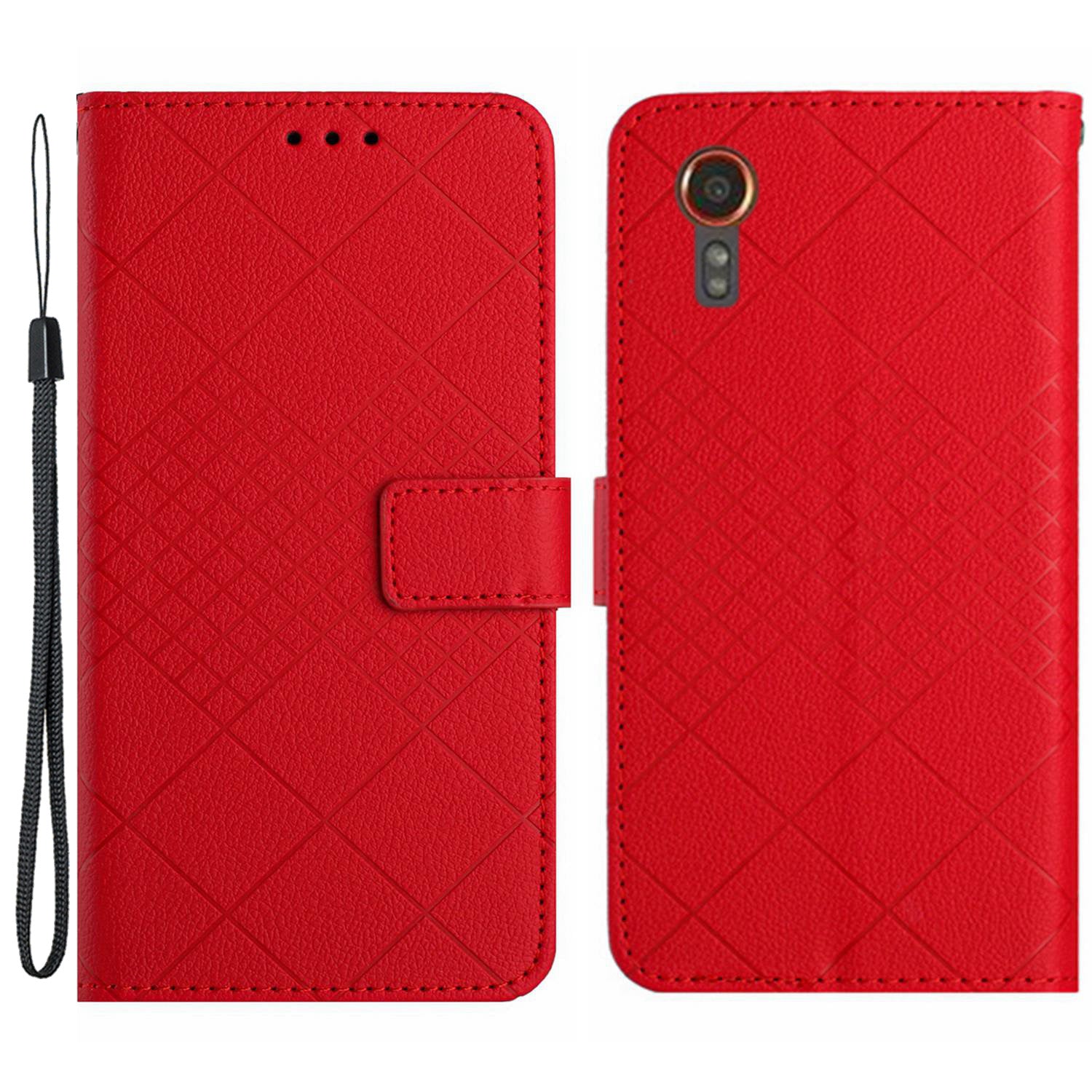 HT06 For Samsung Galaxy Xcover7 Litchi Texture Leather Case Wallet Card Slots Cover - Black