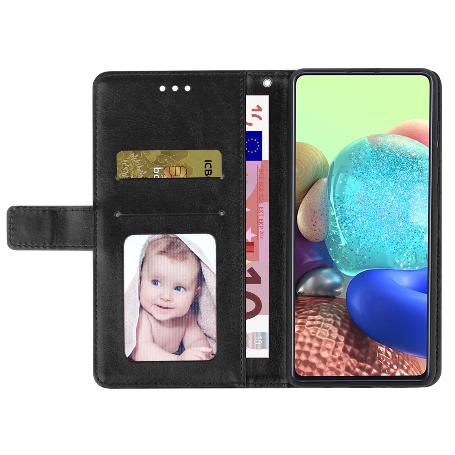 HT01 For Xiaomi Redmi 13C 4G / 5G / Poco C65 4G Leather Case Y-shaped Line Imprinted - Black