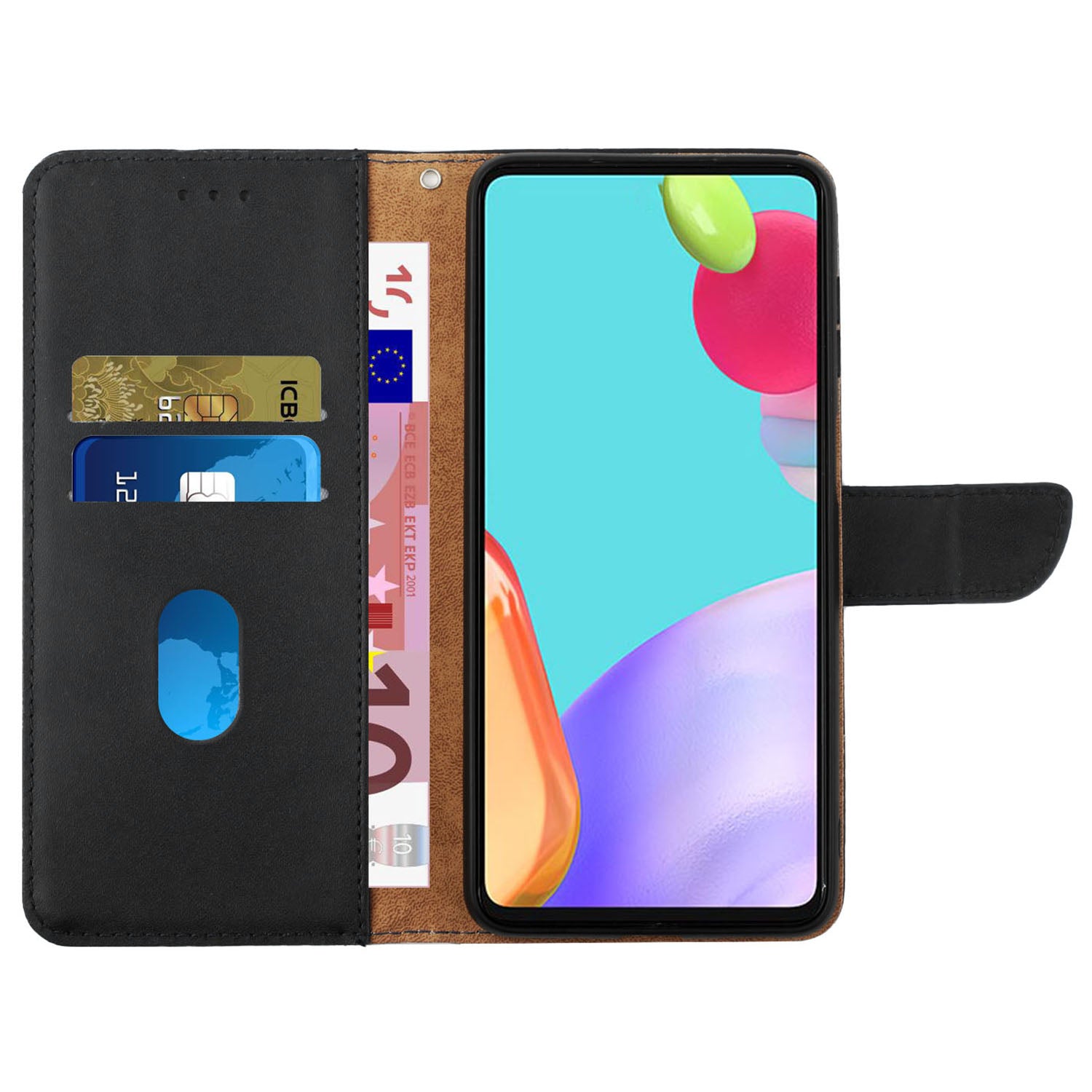 HT02 For Xiaomi Redmi 13C 4G / 5G / Poco C65 4G Case Phone Wallet Genuine Cow Leather Cover - Black