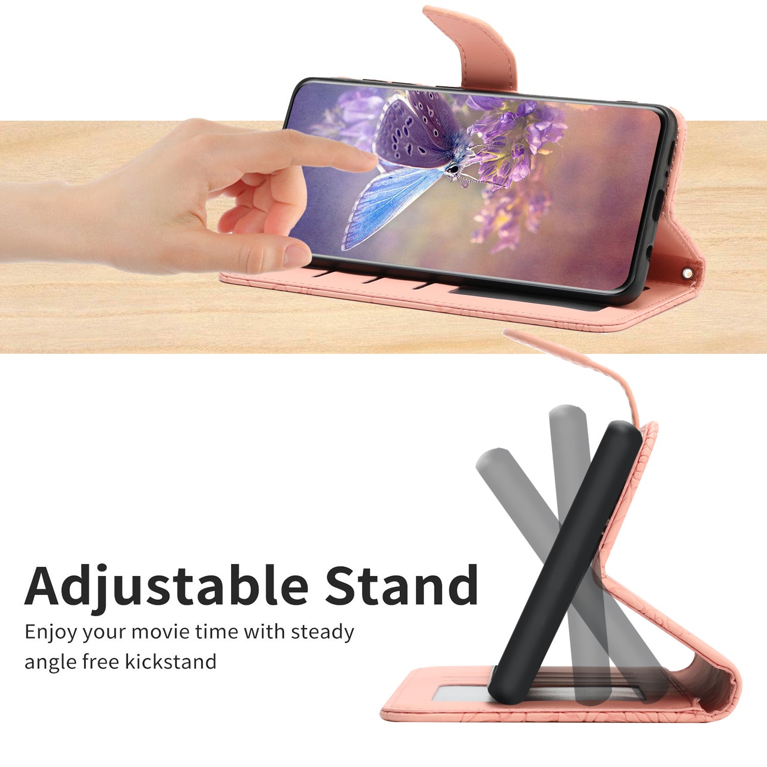HT03 For Xiaomi Redmi 13C 4G / 5G / Poco C65 4G Crossbody Leather Case Phone Wallet Stand - Pink