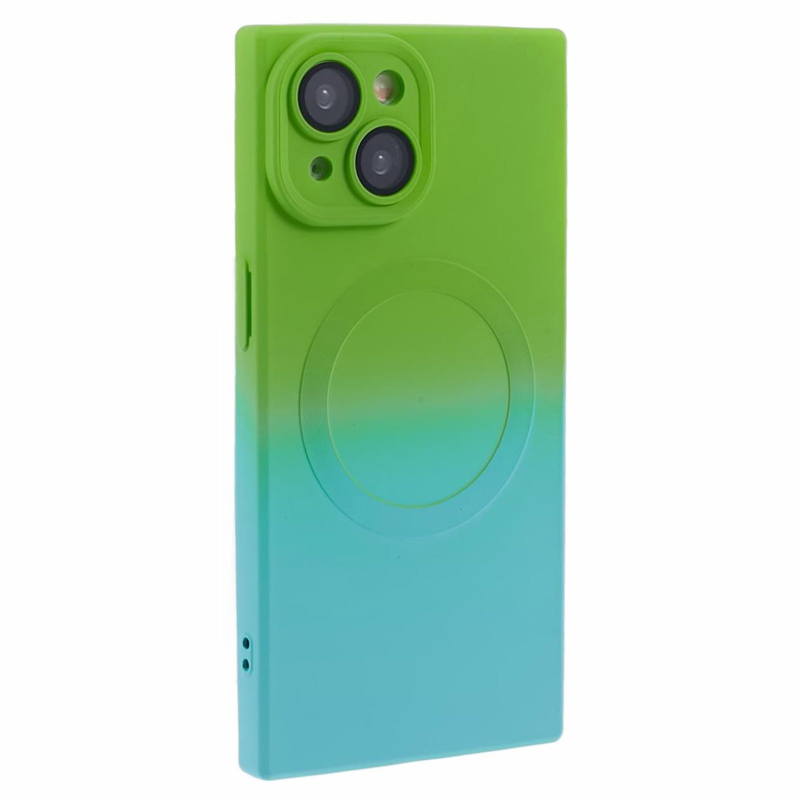 HH Series for iPhone 15 Plus Magnetic TPU Case with Tempered Glass Lens Protector (Precise Cutout) - Pink+Blue
