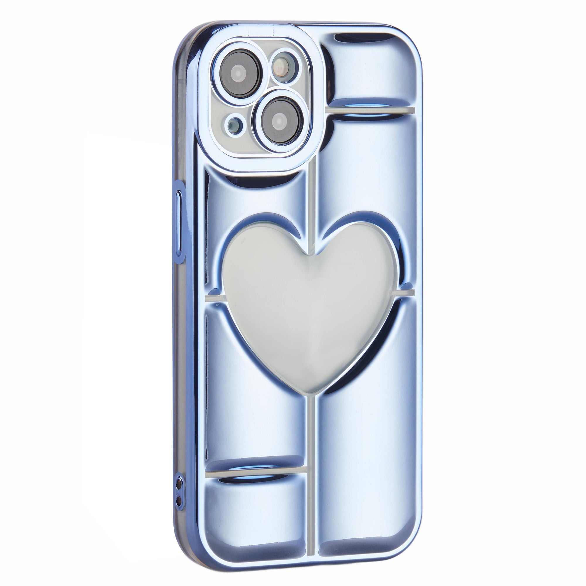 MNS Series for iPhone 15 TPU Phone Case 3D Heart Shape Electroplating Cover - Black