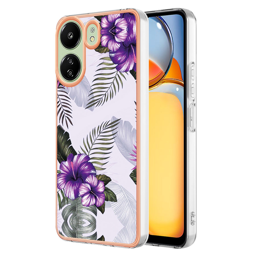 YB IMD Series-1 For Xiaomi Redmi 13C 4G / Poco C65 4G TPU Phone Case Electroplating Cover - Purple Flower